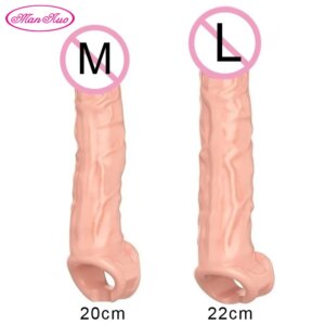 Realistic Penis Enlargement Condoms for Men Penis Extension Sleeves Adults Intimate Goods Reusable Condom Cock Rings Sex Toys