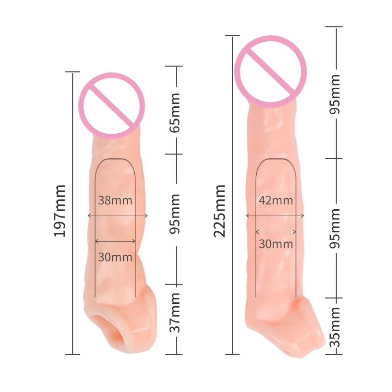 Realistic Penis Enlargement Condoms for Men Penis Extension Sleeves Adults Intimate Goods Reusable Condom Cock Rings Sex Toys