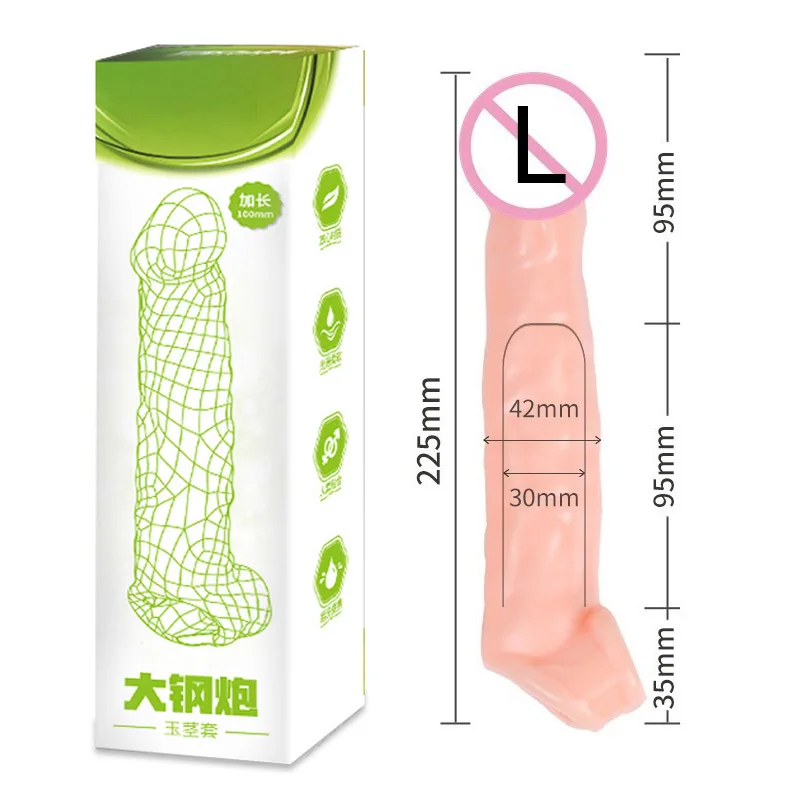 Realistic Penis Enlargement Condoms for Men Penis Extension Sleeves Adults Intimate Goods Reusable Condom Cock Rings Sex Toys