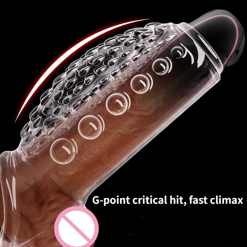 Thicken Penis Enlargement Sleeve Cock Ring Delay Ejaculation Penis Extender Condom Lock Ring Sex Toys for Men Adult Erotic Goods