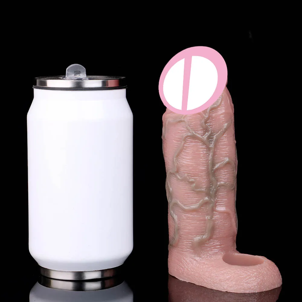 COLMISS Realistic Penis Sleeve Silicone Dick Extender Thick Simulated Vessels Delay Ejaculation Cock Sheath Sex Toys For Men 18+