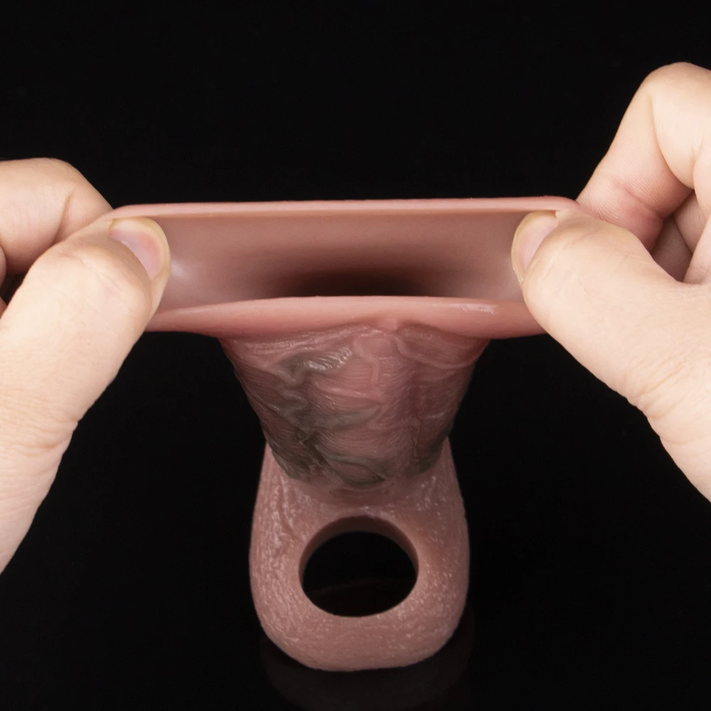 COLMISS Realistic Penis Sleeve Silicone Dick Extender Thick Simulated Vessels Delay Ejaculation Cock Sheath Sex Toys For Men 18+