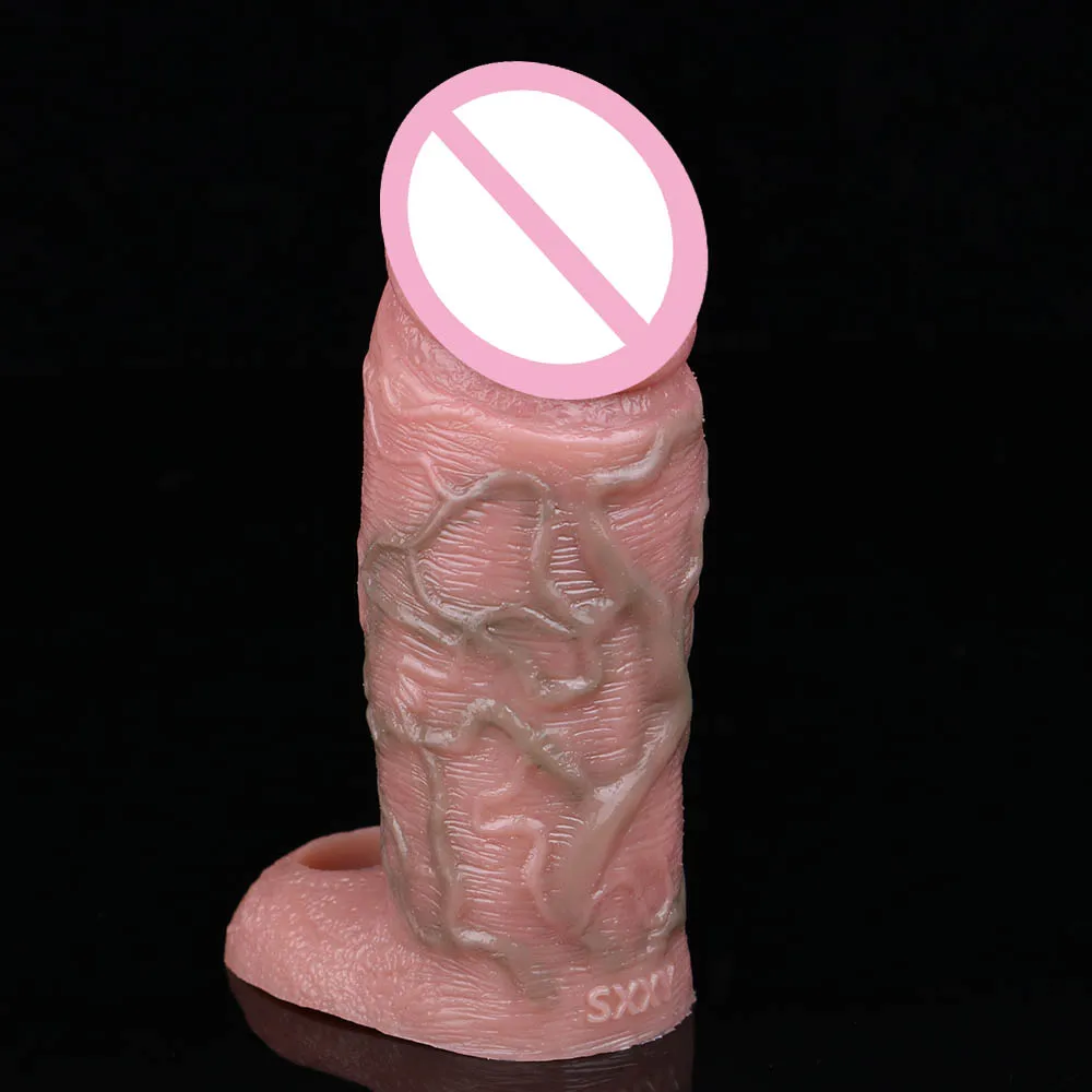 COLMISS Realistic Penis Sleeve Silicone Dick Extender Thick Simulated Vessels Delay Ejaculation Cock Sheath Sex Toys For Men 18+