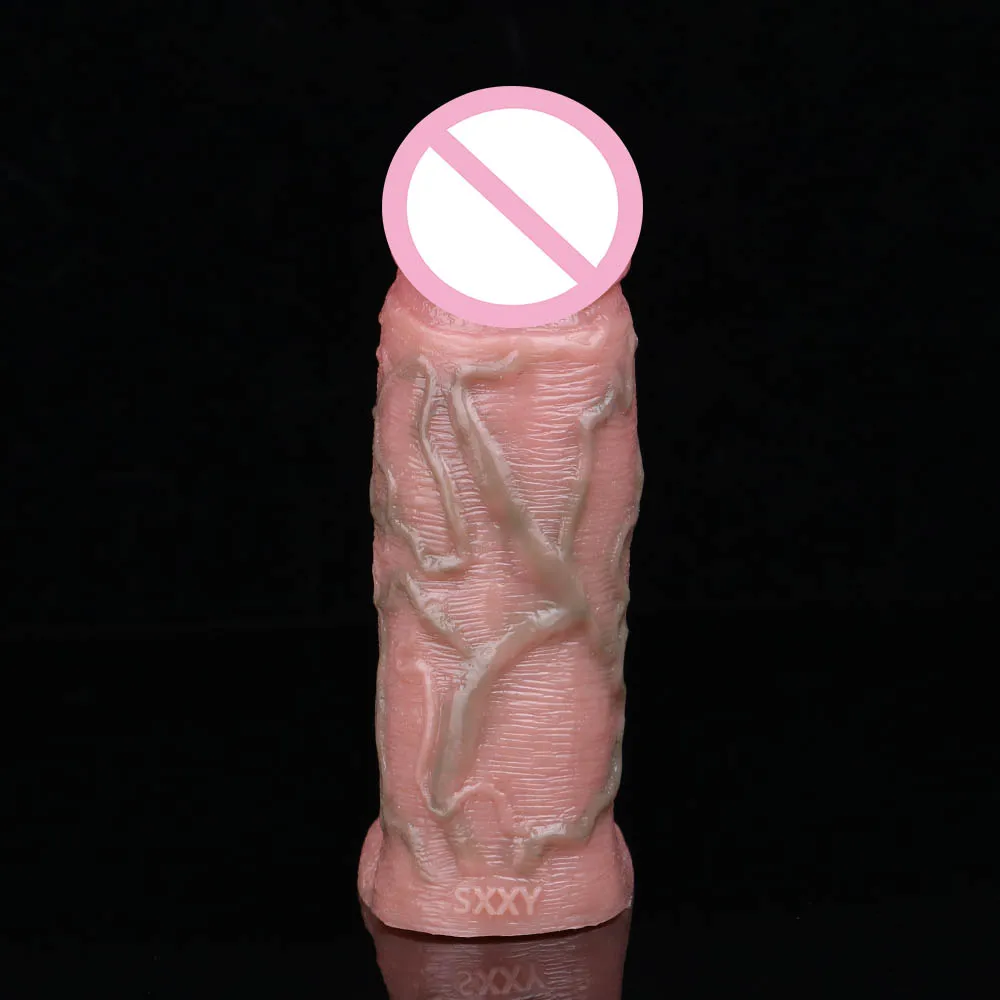 COLMISS Realistic Penis Sleeve Silicone Dick Extender Thick Simulated Vessels Delay Ejaculation Cock Sheath Sex Toys For Men 18+