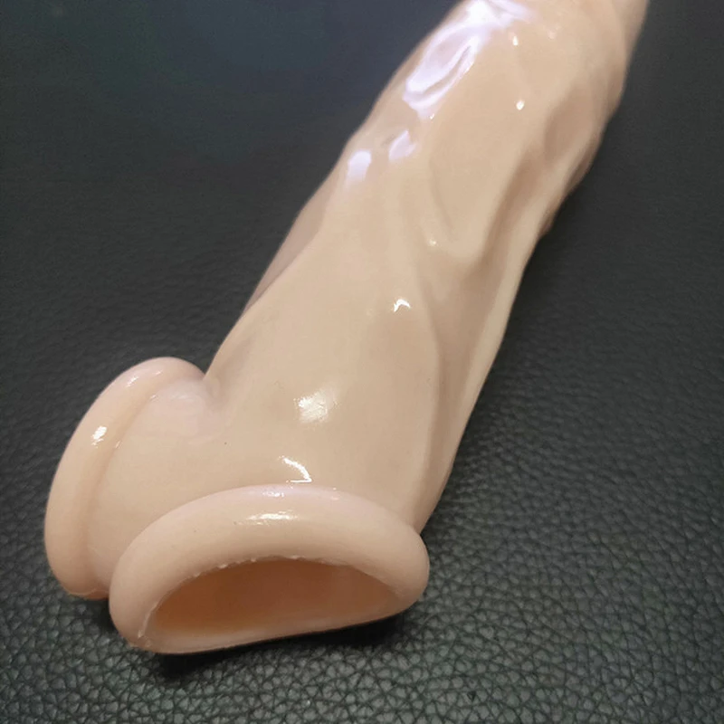 Highly Elastic Crystal Condom Reusable Penis Extender Sleeve Delay Ejaculation Penis Enlargement Intimate Goods Sex Toys For Men