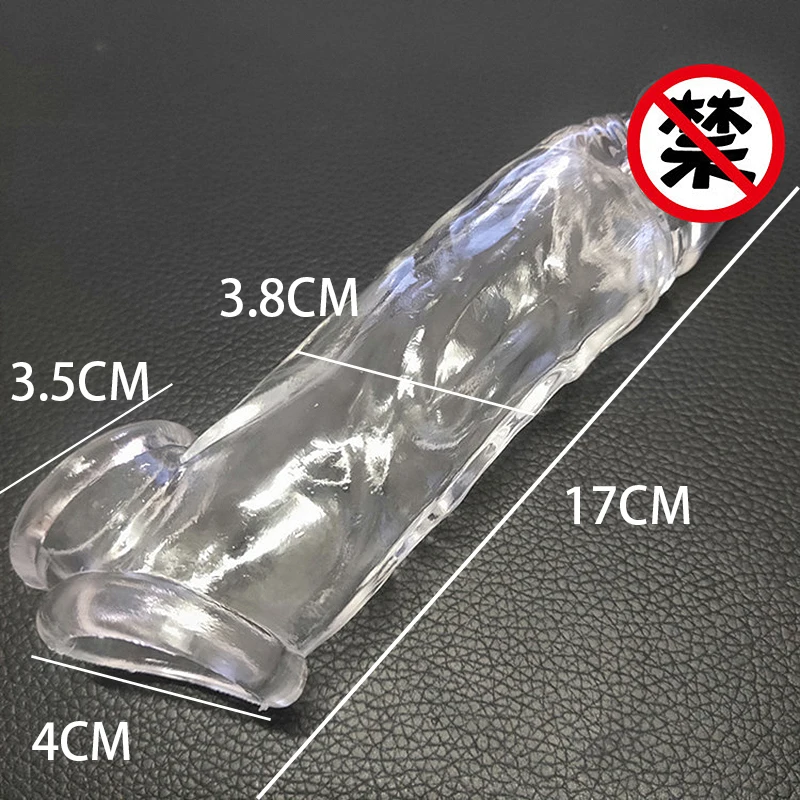 Highly Elastic Crystal Condom Reusable Penis Extender Sleeve Delay Ejaculation Penis Enlargement Intimate Goods Sex Toys For Men