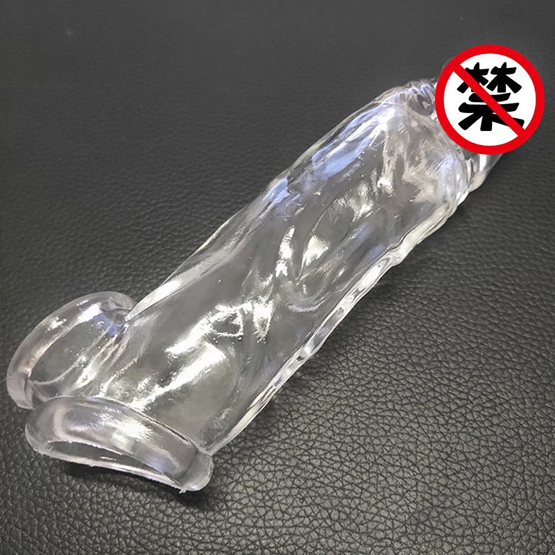 Highly Elastic Crystal Condom Reusable Penis Extender Sleeve Delay Ejaculation Penis Enlargement Intimate Goods Sex Toys For Men