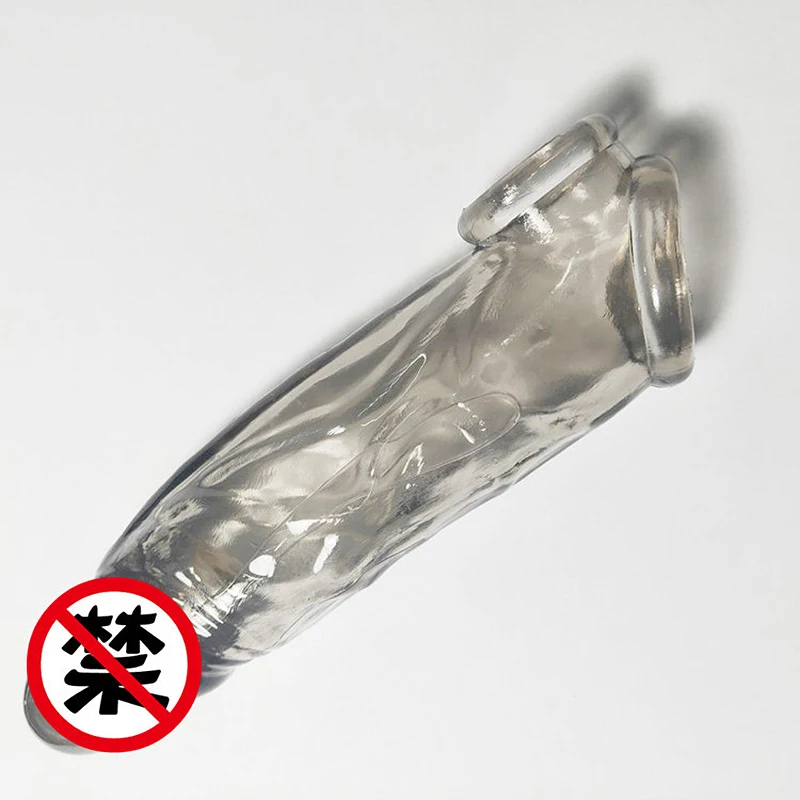 Highly Elastic Crystal Condom Reusable Penis Extender Sleeve Delay Ejaculation Penis Enlargement Intimate Goods Sex Toys For Men