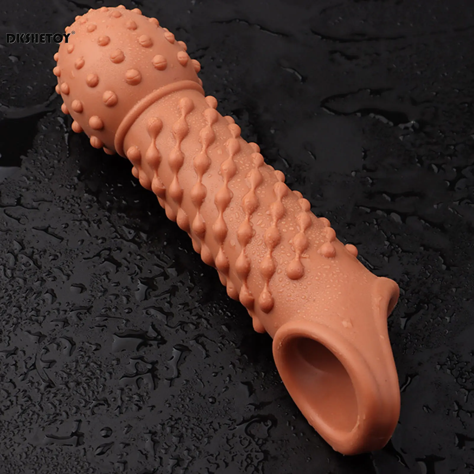 Reusable condom for sexual pleasure hard rough Big 3D Dottet Ribs condom Penis Sleeve Extender for Men Delay Ejaculation