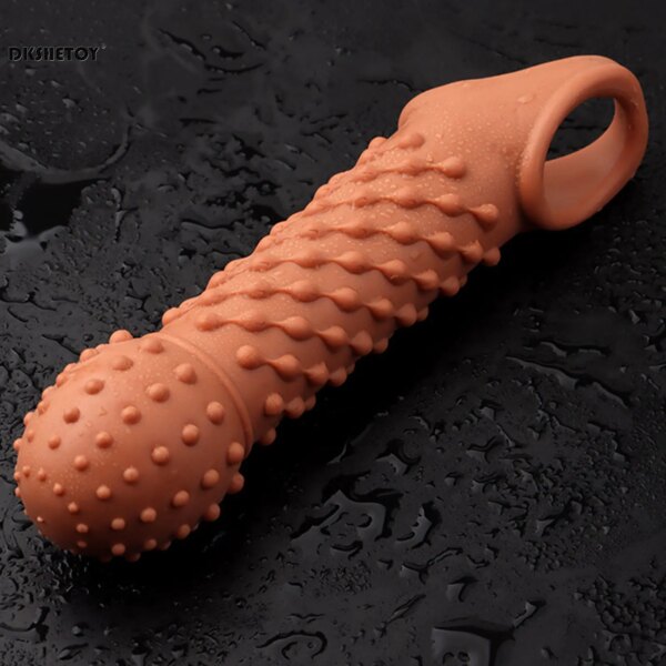 Reusable condom for sexual pleasure hard rough Big 3D Dottet Ribs condom Penis Sleeve Extender for Men Delay Ejaculation