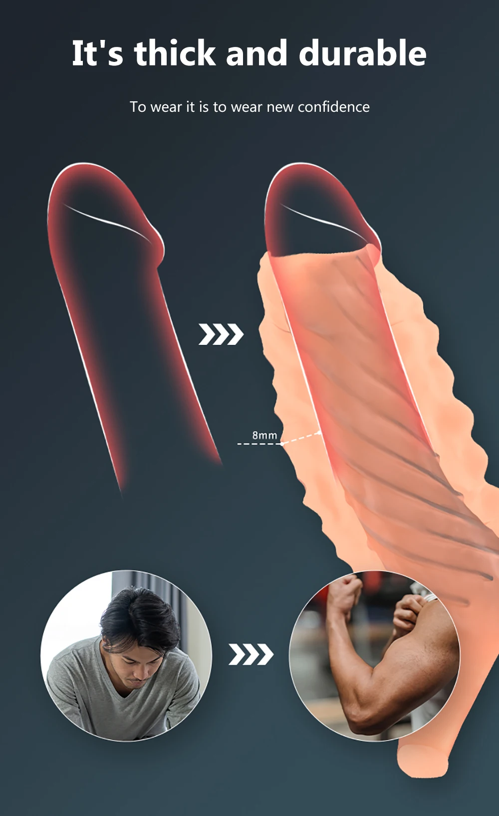 Reusable Condoms For Male Penis Enlargement Intimate Goods Thick Penis Sleeve Cock Rings For Penis Extender Delay Ejaculation