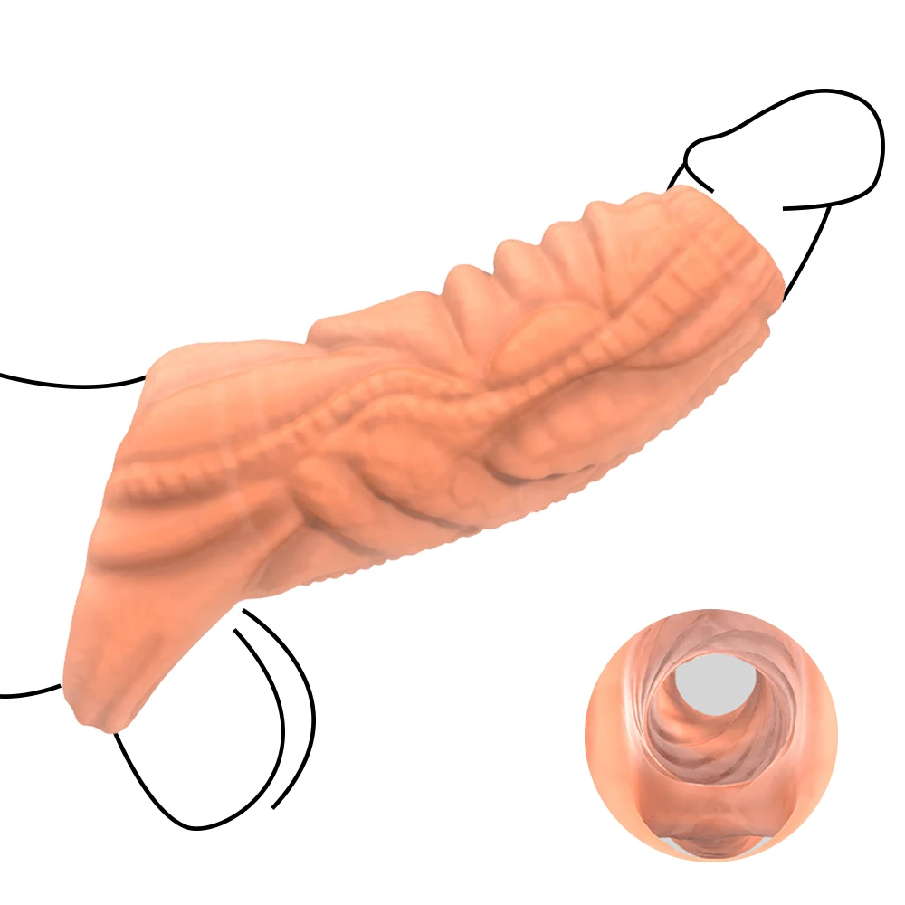 Reusable Condoms For Male Penis Enlargement Intimate Goods Thick Penis Sleeve Cock Rings For Penis Extender Delay Ejaculation