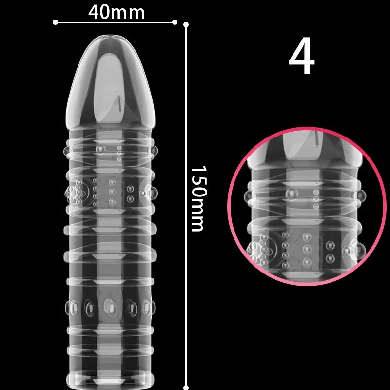 Silicone Transparency Reusable Condom Male Penis Extension Extender Sleeve Delay Ejaculation Adult Sex Toys For Men Sex Condoms