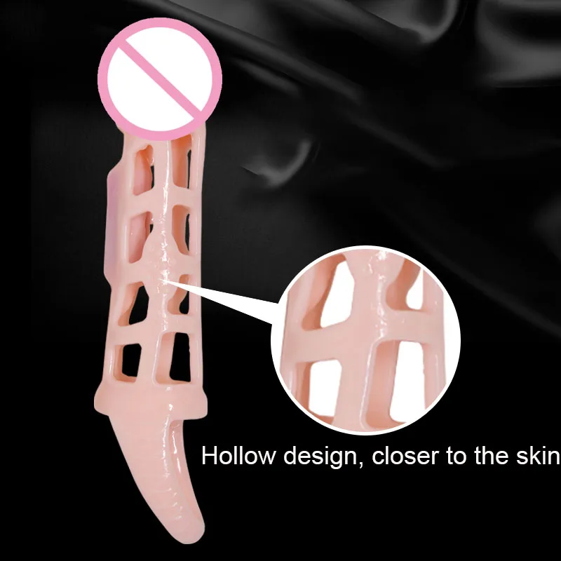 Soft Vibrating Penis Sleeve Men Penis Extender Enlarger 20mm Solid Glans with Cock and Ball Harness