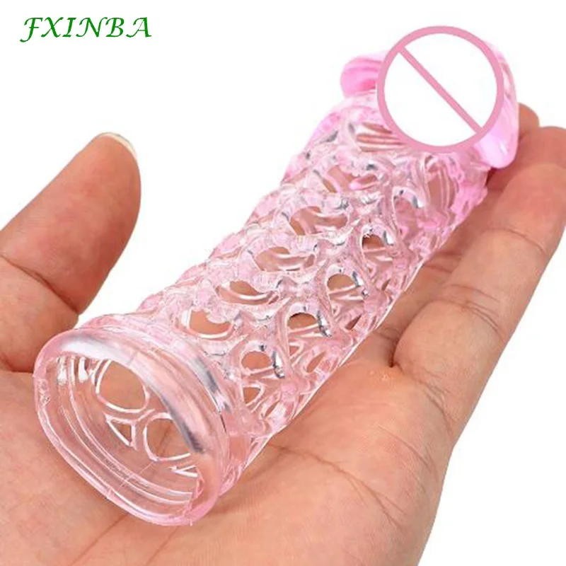 FXINBA Reusable Delay Condoms Penis Sleeve Cock Extender For Men Penis Enlargement G-spot Condom Adult Intimate Erotic Sex Toys