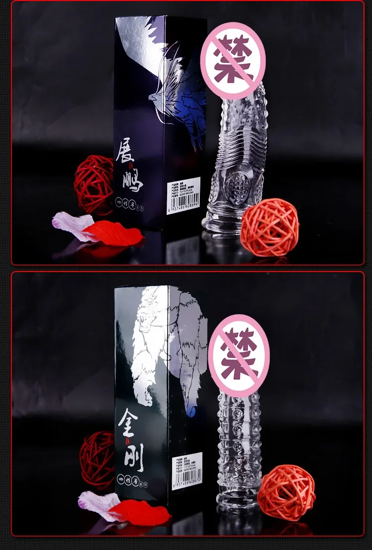 Crystal Transparent Penis Sleeve Reusable Extend Penis Condoms Delay G-spot Stimulate Erotic Intimate Goods Products for Men
