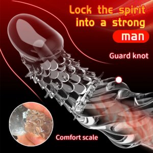 NEW Male Penis Sleeve Sex Toys Penis Sheath Male Sleeve Girth Reusable Condoms Penis Extender Bigger Enhancer Delay Ejaculation