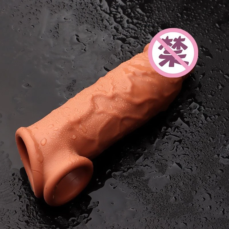 Reusable Penis Extender Cock Rings Delay Ejaculation Penis Condoms Dick Sleeve Silicone Glans Cover Enlargement Sex Toys For Men