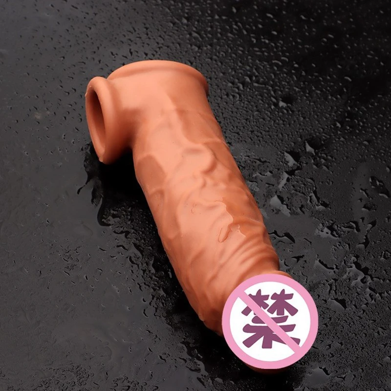 Reusable Penis Extender Cock Rings Delay Ejaculation Penis Condoms Dick Sleeve Silicone Glans Cover Enlargement Sex Toys For Men