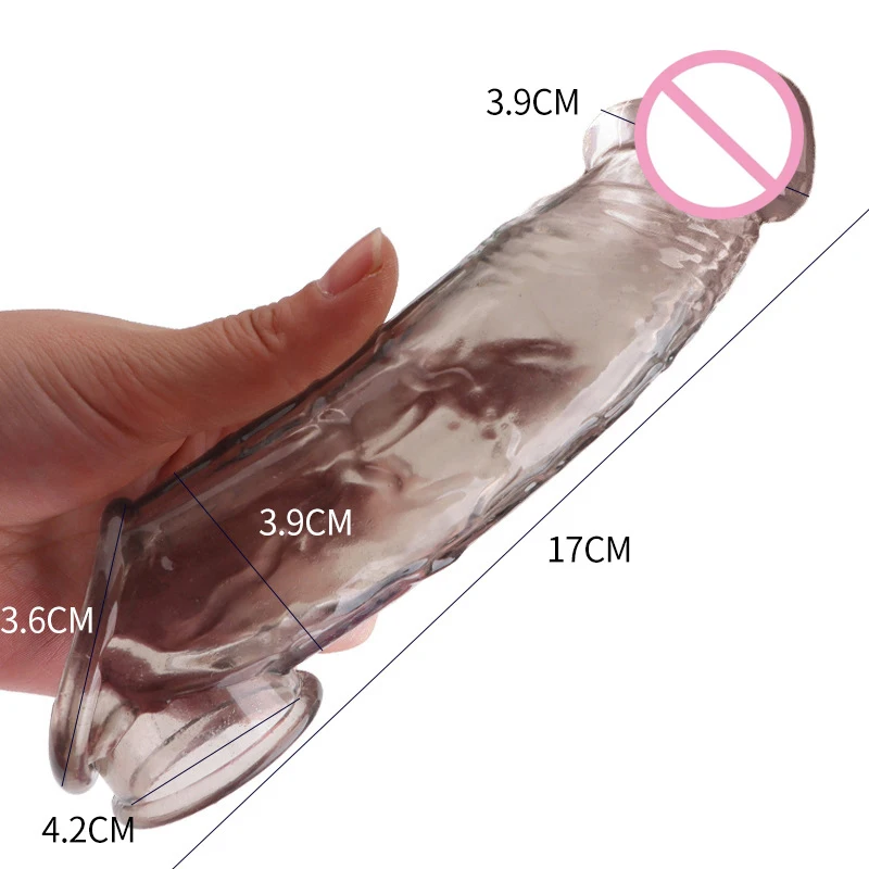 Reusable Penis Extender Cock Rings Delay Ejaculation Penis Condoms Dick Sleeve Silicone Glans Cover Enlargement Sex Toys For Men