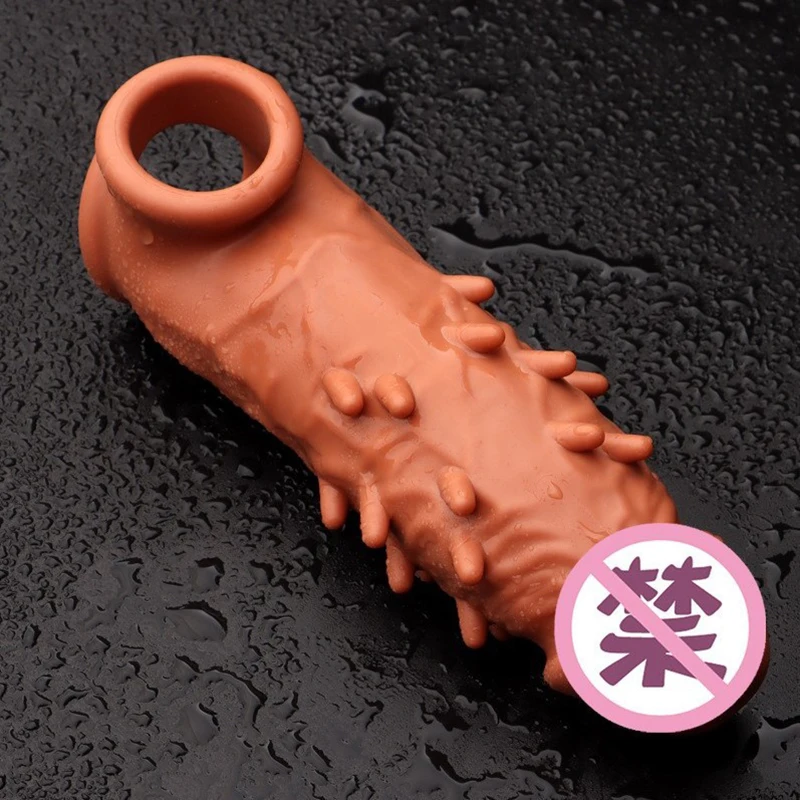 Reusable Penis Extender Cock Rings Delay Ejaculation Penis Condoms Dick Sleeve Silicone Glans Cover Enlargement Sex Toys For Men
