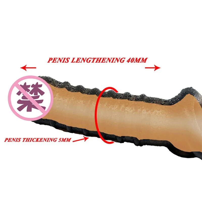 Reusable Penis Extender Cock Rings Delay Ejaculation Penis Condoms Dick Sleeve Silicone Glans Cover Enlargement Sex Toys For Men