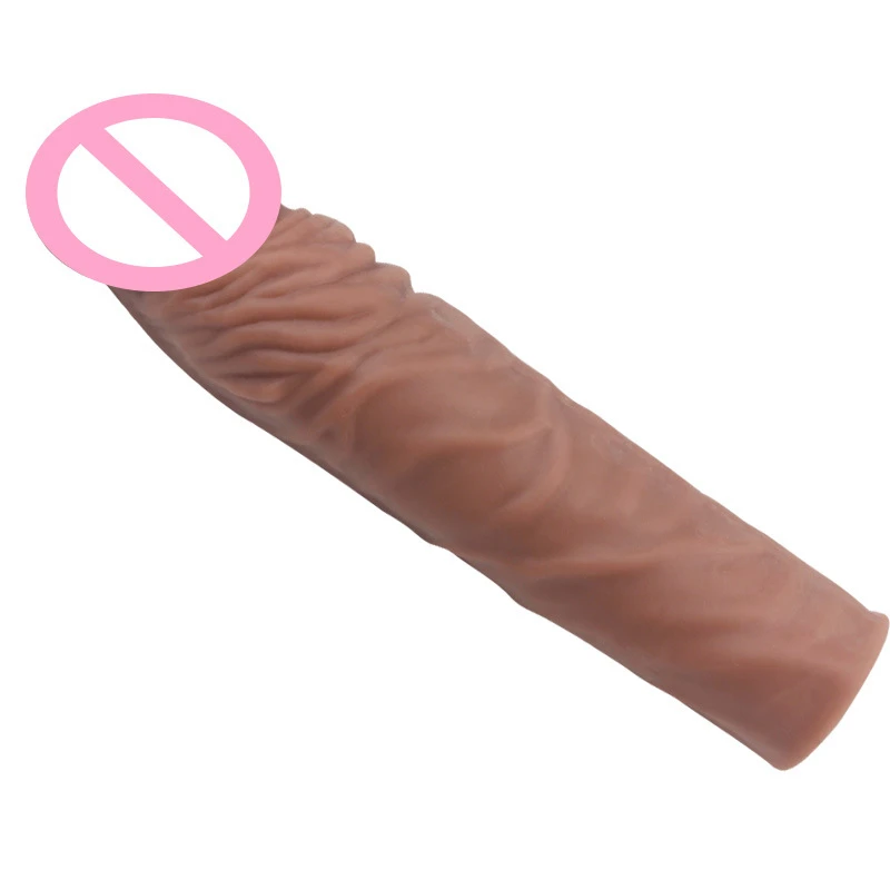 Realistic Condoms For Men Reusable Penis Sleeve For Male Extender Dildo Enhancer Enlargement Condom Male Cock Sex Toys Adult 18+