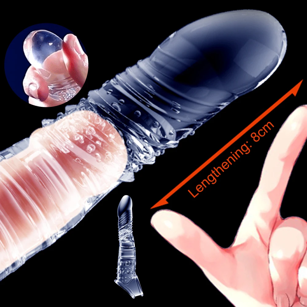 Elastic Penis Extension Sleeve Reusable Soft Delayed Ejaculation Condoms Penis Extender Dick Sleeve Adult Sex Toys For Men Elastic Penis Extension Sleeve Reusable Soft Delayed Ejaculation Condoms Penis Extender Dick Sleeve Adult Sex Toys For Men