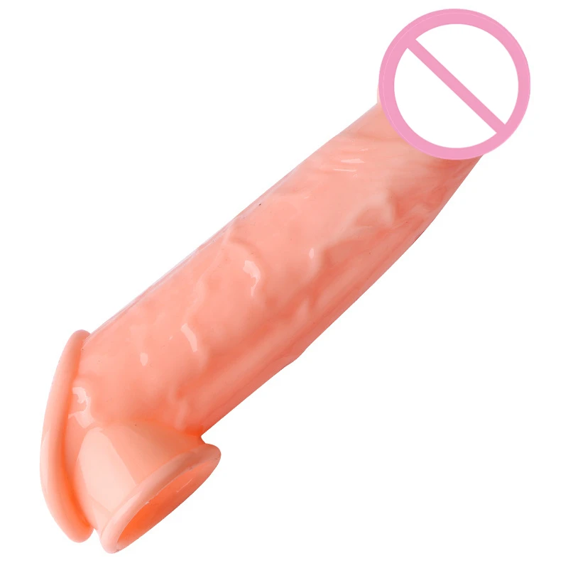 Male Penis Sleeve Extender Enlargement Cock Rings Delay Ejaculation Reusable Silicone Dick Glans Cover Sex Toys for Man Couple