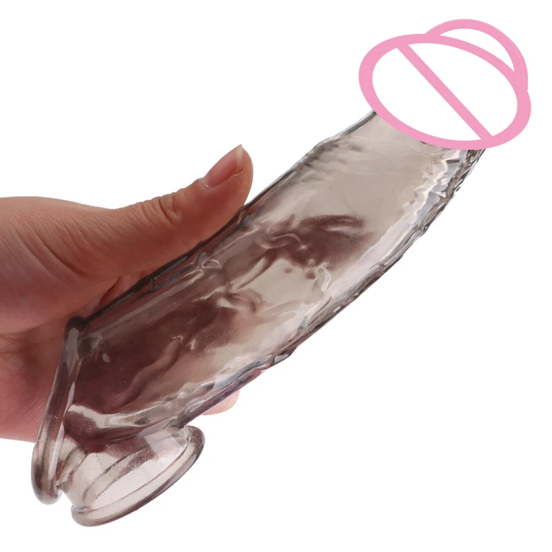 Male Penis Sleeve Extender Enlargement Cock Rings Delay Ejaculation Reusable Silicone Dick Glans Cover Sex Toys for Man Couple