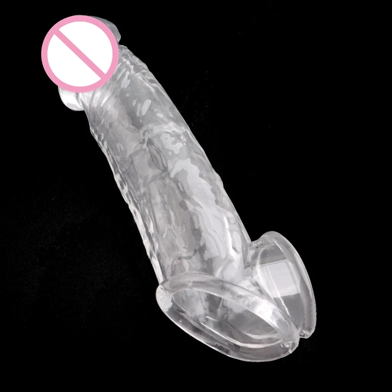 Male Penis Sleeve Extender Enlargement Cock Rings Delay Ejaculation Reusable Silicone Dick Glans Cover Sex Toys for Man Couple