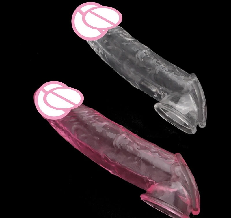Male Penis Sleeve Extender Enlargement Cock Rings Delay Ejaculation Reusable Silicone Dick Glans Cover Sex Toys for Man Couple