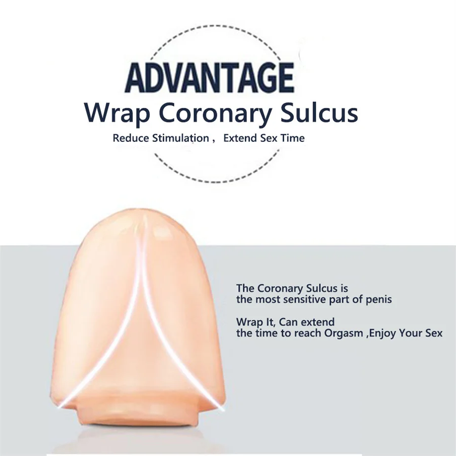 2Pcs/Set Penis Stretcher Glans Condom Extender Erection Foreskin Cock Ring Male Glans Sleeve Dick Enlargement Sex Toys For Men