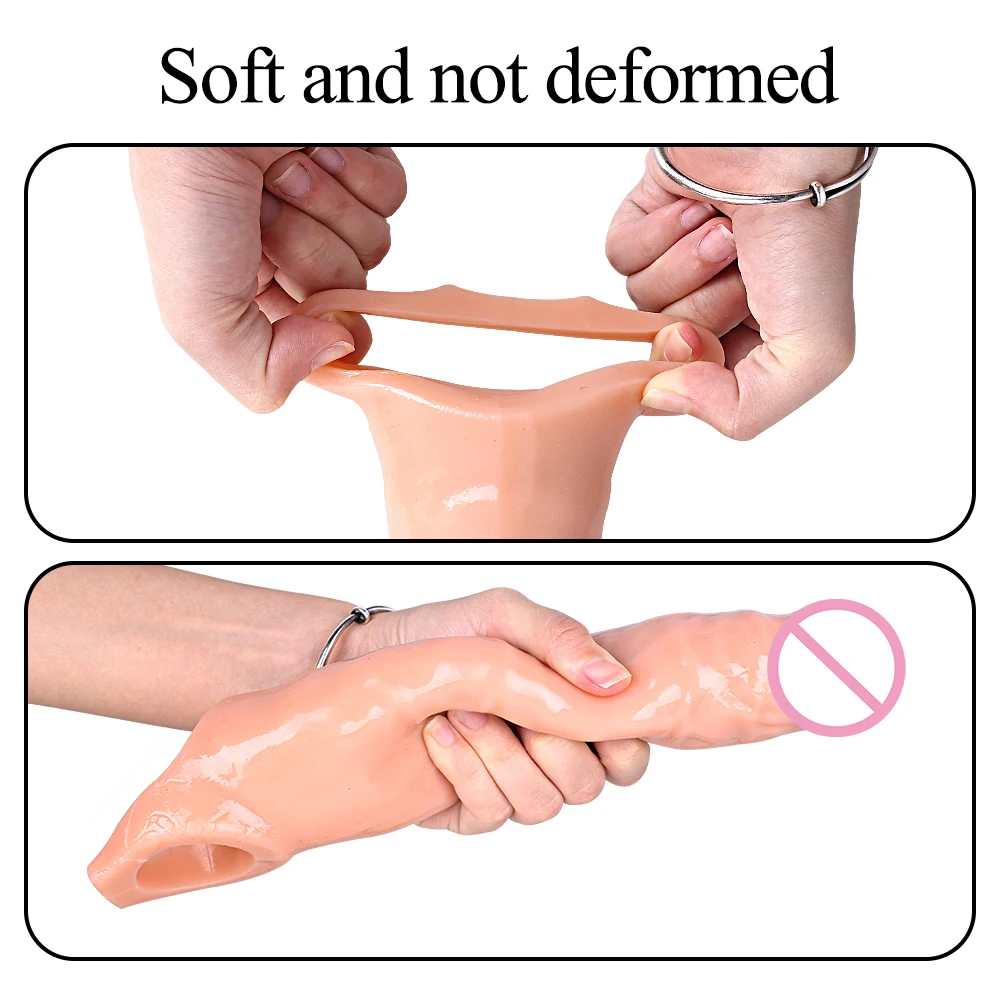 Reusable Big Penis Sleeve Dildo Extender Enlarger Condom Cock Extension Dick Enlargement Sex Toys for Men Gay Time Delay Sexshop