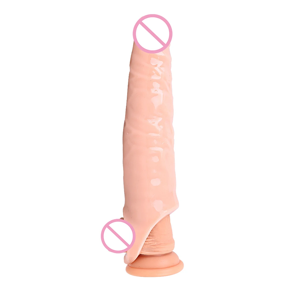 Reusable Big Penis Sleeve Dildo Extender Enlarger Condom Cock Extension Dick Enlargement Sex Toys for Men Gay Time Delay Sexshop