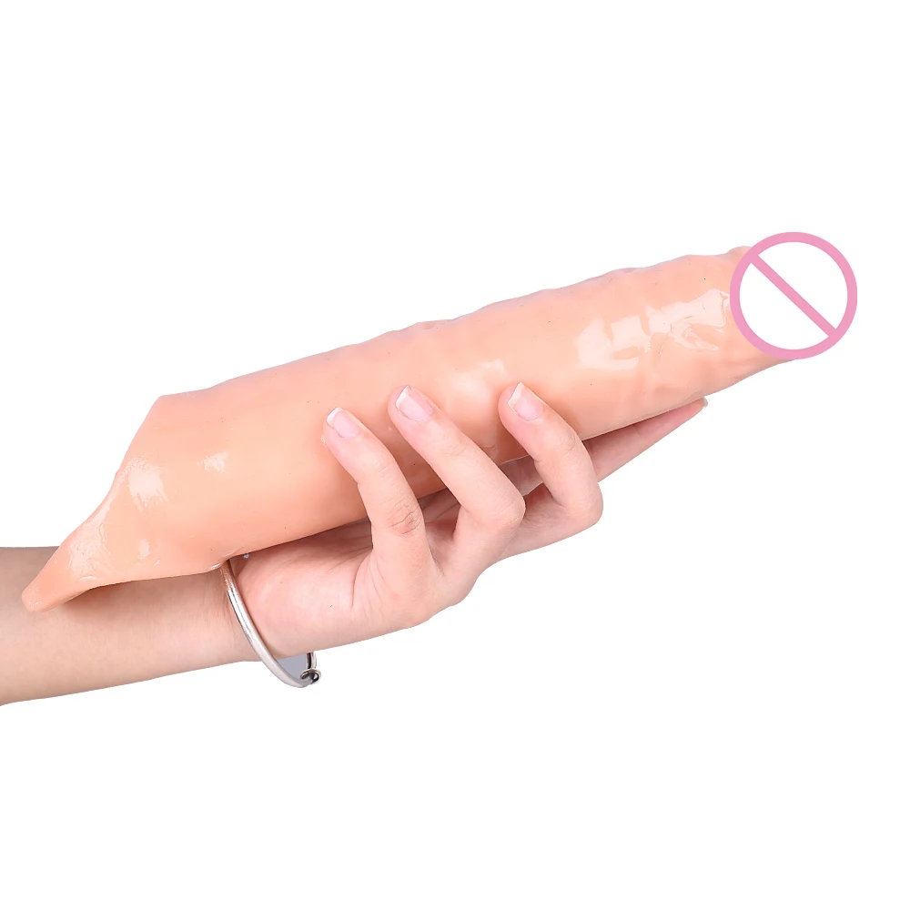 Reusable Big Penis Sleeve Dildo Extender Enlarger Condom Cock Extension Dick Enlargement Sex Toys for Men Gay Time Delay Sexshop