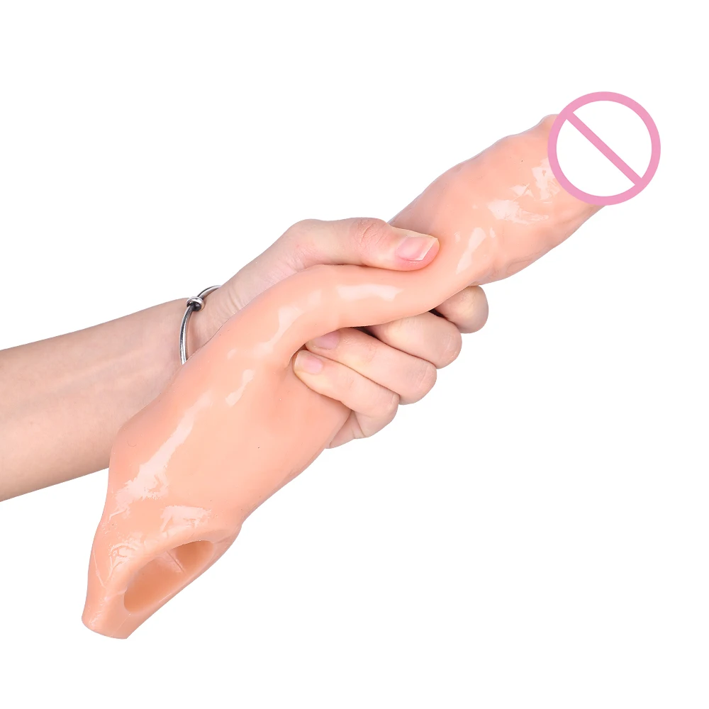 Reusable Big Penis Sleeve Dildo Extender Enlarger Condom Cock Extension Dick Enlargement Sex Toys for Men Gay Time Delay Sexshop