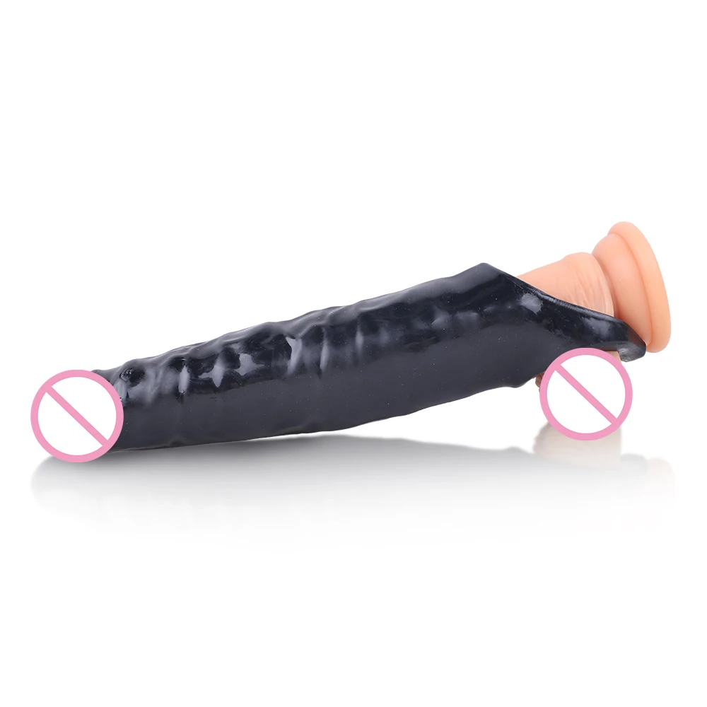 Reusable Big Penis Sleeve Dildo Extender Enlarger Condom Cock Extension Dick Enlargement Sex Toys for Men Gay Time Delay Sexshop