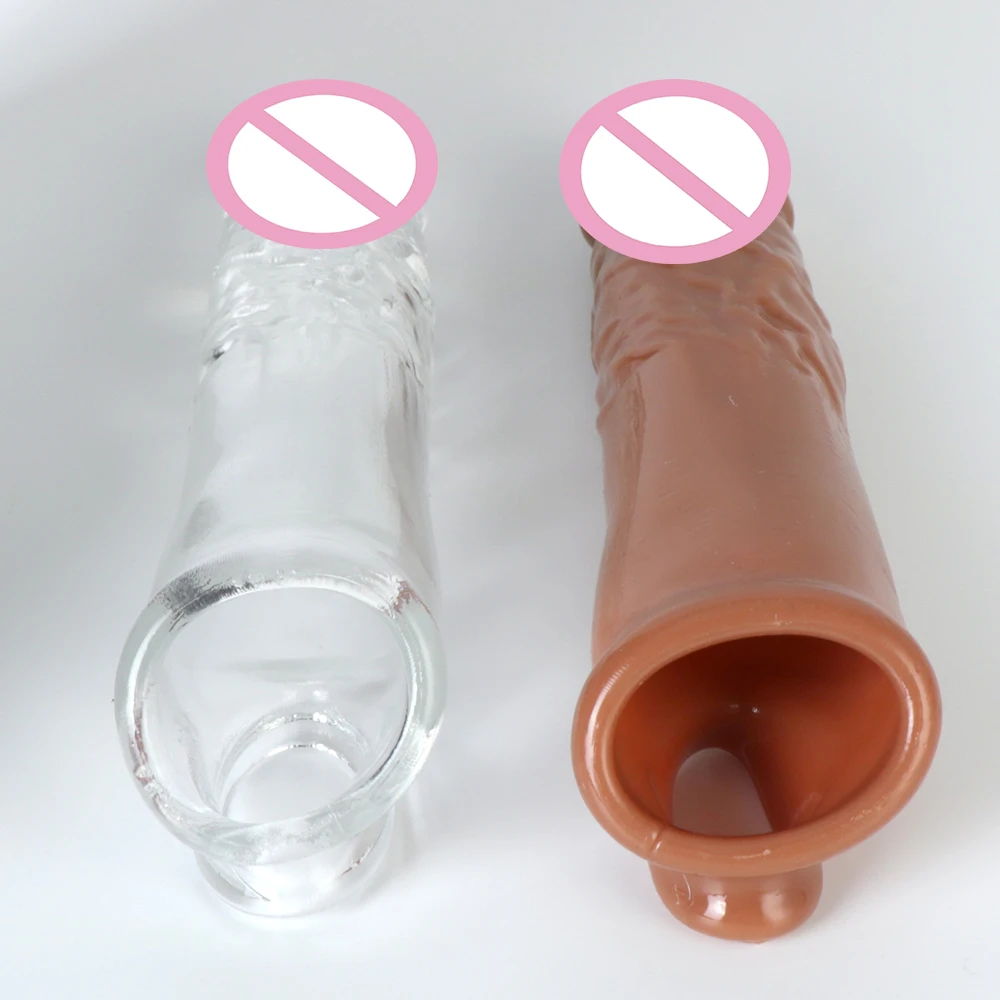 Male Delay Ejaculation Penis Sleeve Extender Cock Enlarger 18CM Sex Shop Sex Toys for Men Realistic Penis Condom