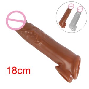 Male Delay Ejaculation Penis Sleeve Extender Cock Enlarger 18CM Sex Shop Sex Toys for Men Realistic Penis Condom