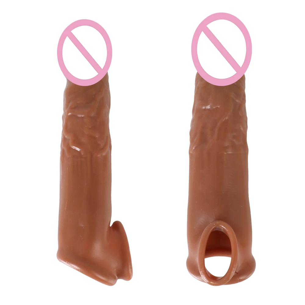 Male Delay Ejaculation Penis Sleeve Extender Cock Enlarger 18CM Sex Shop Sex Toys for Men Realistic Penis Condom