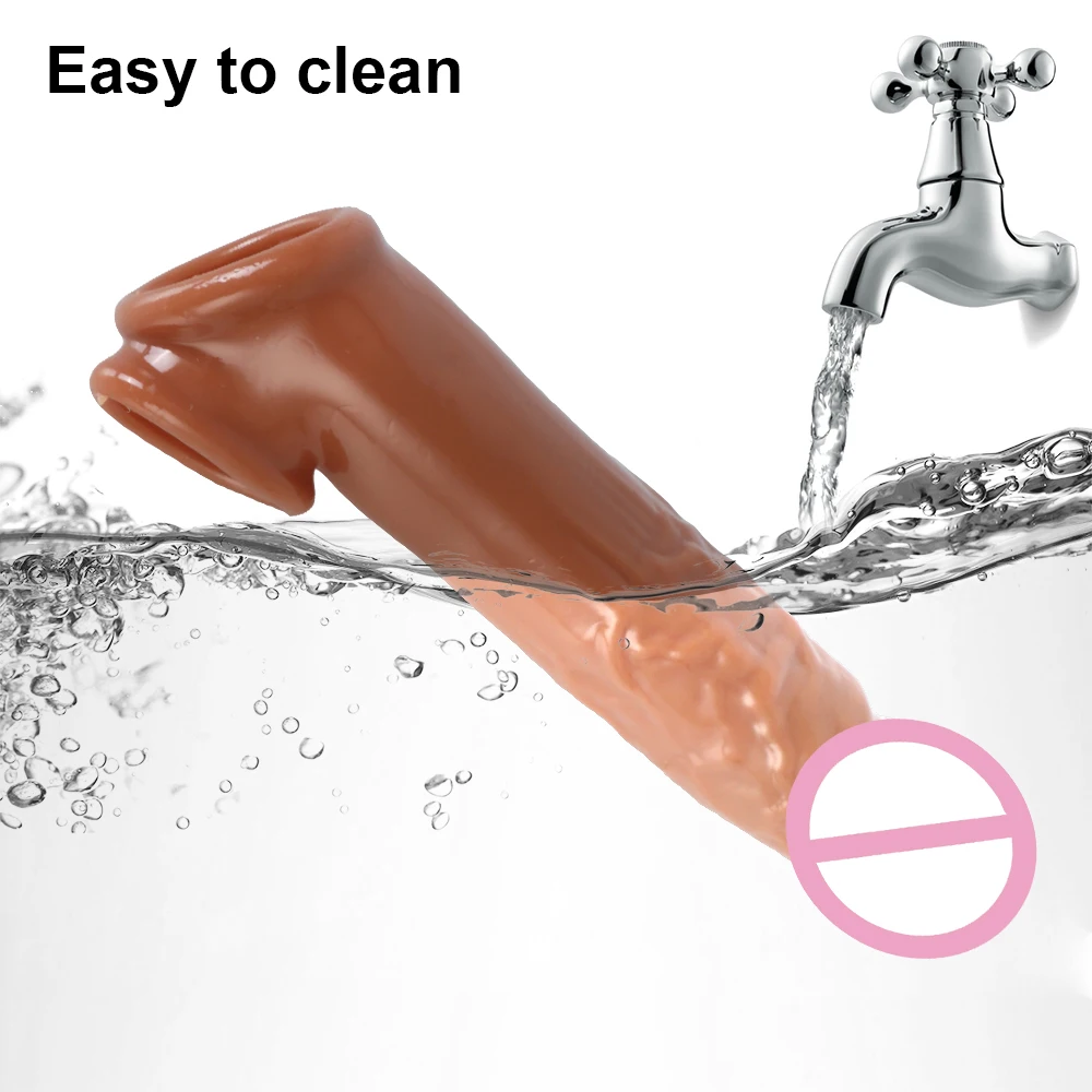 Male Delay Ejaculation Penis Sleeve Extender Cock Enlarger 18CM Sex Shop Sex Toys for Men Realistic Penis Condom