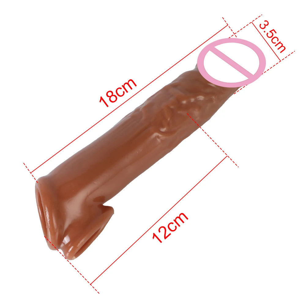 Male Delay Ejaculation Penis Sleeve Extender Cock Enlarger 18CM Sex Shop Sex Toys for Men Realistic Penis Condom