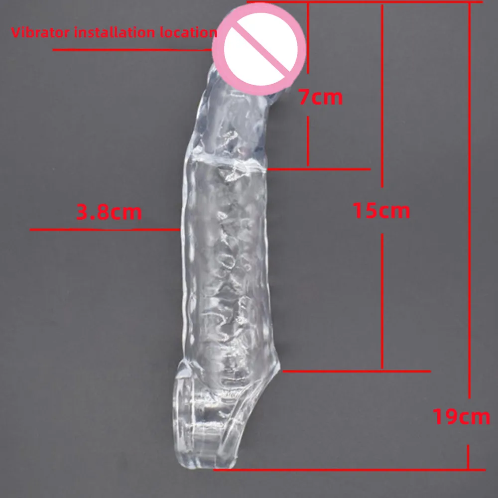 Reusable Penis Sleeve with Vibrator Penis Ring 19cm Clear Cock Ring Extender Soft Dick Enlarger for Couples Reusable Condoms Reusable Penis Sleeve with Vibrator Penis Ring 19cm Clear Cock Ring Extender Soft Dick Enlarger for Couples Reusable Condoms
