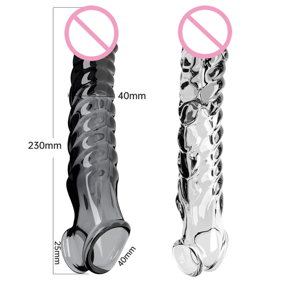 Penis Extender Sleeve Vibrator Reusable Condom Male Enhancer Delay Ejaculation Cock Rings Vibrating Penis Cover SexToys for Men