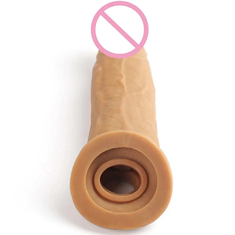 Dildo Expander 21Cm Enlargement Penis Extender Sleeve Reuseable Condom Delay Ejaculation Sex Toys For Men  Goods Sex Shop
