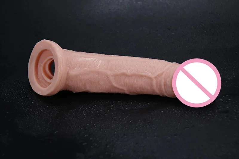 Dildo Expander 21Cm Enlargement Penis Extender Sleeve Reuseable Condom Delay Ejaculation Sex Toys For Men  Goods Sex Shop