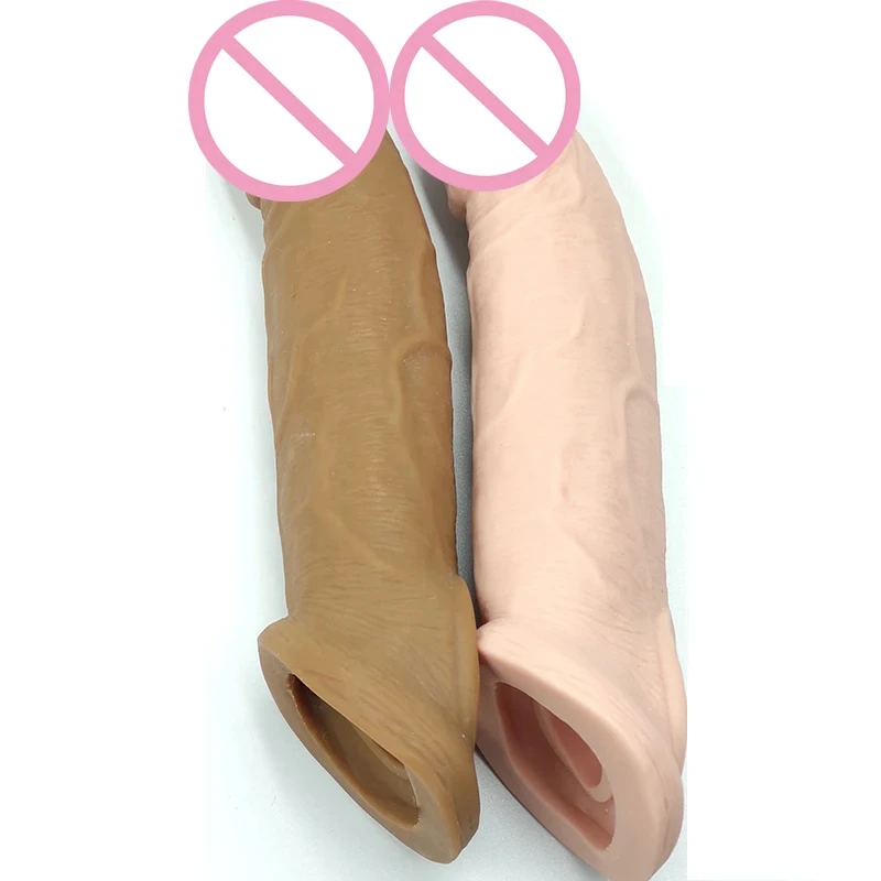 Dildo Expander 21Cm Enlargement Penis Extender Sleeve Reuseable Condom Delay Ejaculation Sex Toys For Men  Goods Sex Shop