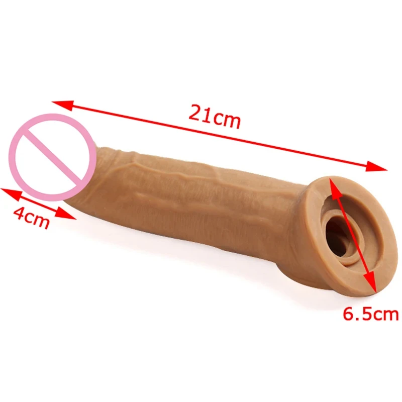 Dildo Expander 21Cm Enlargement Penis Extender Sleeve Reuseable Condom Delay Ejaculation Sex Toys For Men  Goods Sex Shop