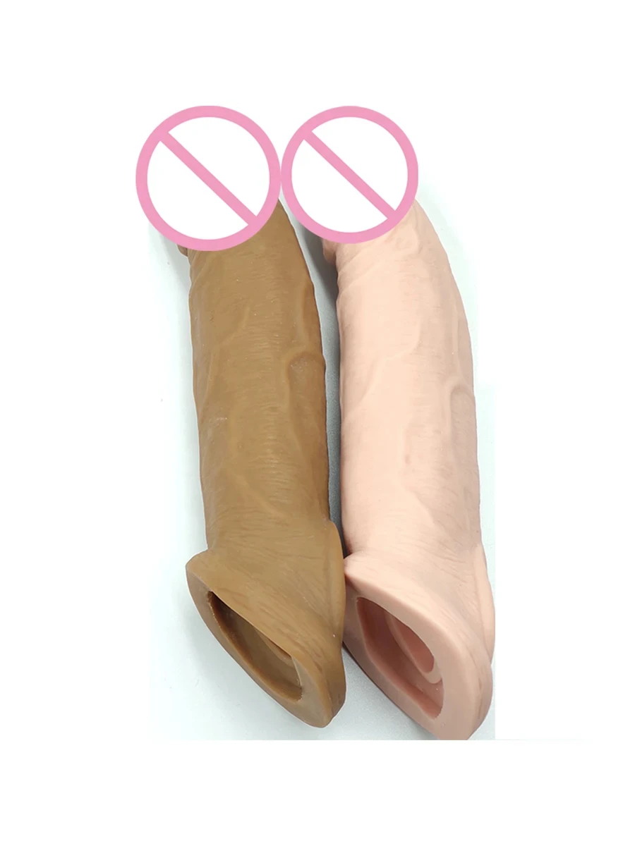 Dildo Expander 21Cm Enlargement Penis Extender Sleeve Reuseable Condom Delay Ejaculation Sex Toys For Men  Goods Sex Shop